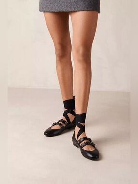 ALOHAS Thekla ballet flats Black Studded Size 38 EUC leather